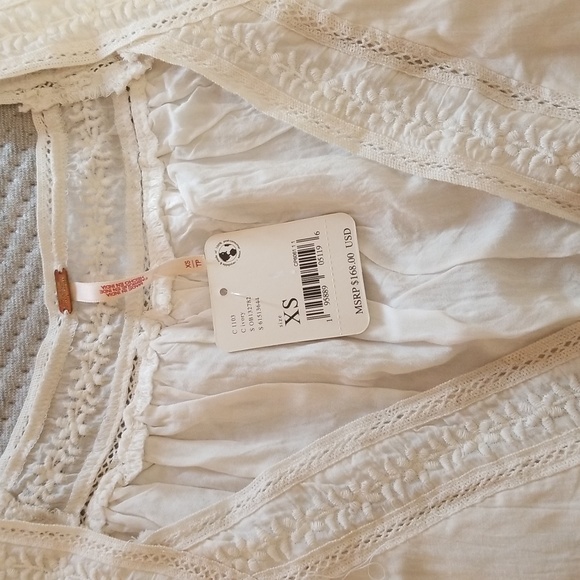 Free People Xs/S NWT Clara Maxi Dress Ivory Off White Lace pocket Delicate Loose - Picture 12 of 16